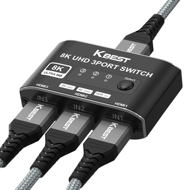 Premium 8K HDMI 2.1 선택기 스위치 셀렉터 3:1, 1개