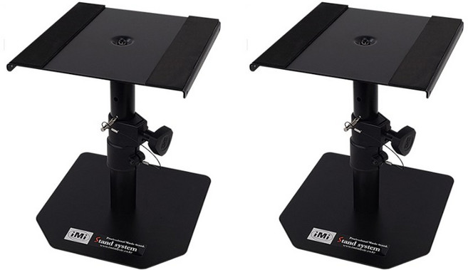 아이엠아이 모니터스피커스탠드 1조(2개입) 660mm-1150mm, 블랙