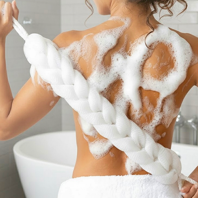 하이호프 부드럽게 밀리는 두툼한 저자극 샤워 타올, 1개, 2매입, 화이트