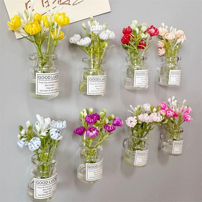 조이앨빈 냉장고자석꽃병 냉장고미니꽃병 꽃병 냉장고, 대형-야광꽃병8개