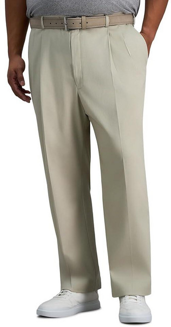 Haggar Men's Iron Free Premium Khaki Classic Fit Pleat Front Expandable Waist Casual Pant - Sand 4