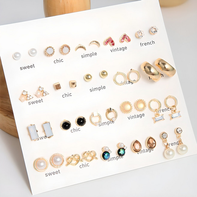 비아워게스트 여성용 한 달 데일리 귀걸이 세트 B