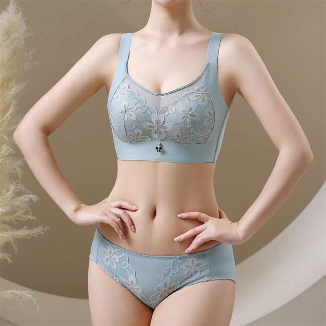 75B~115D 빅사이즈 브라 노와이어 레이스 섹시 여자속옷세트 프리미엄 수딩 심리스브라