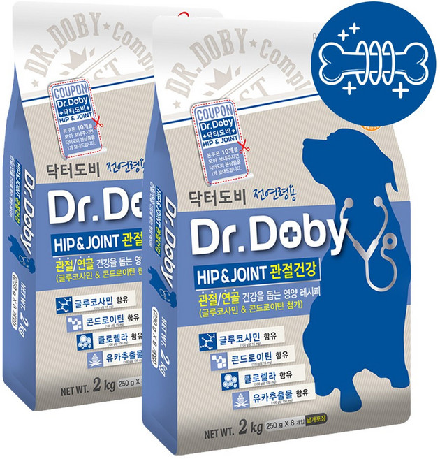 닥터도비 전연령 건강을 돕는 영양레시피 기능성 강아지 사료, 2kg, 2개, 뼈/관절강화