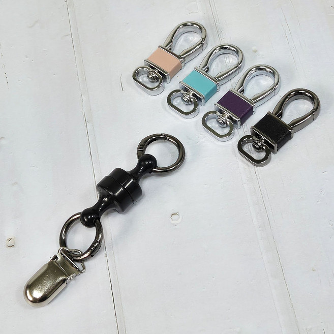 자석 퍼터키퍼 골프 퍼터 커버 집게 홀더 수건 장갑 걸이 키퍼 카라비너 세트, 1세트, 6.가죽키링 블랙set(퍼플가죽)