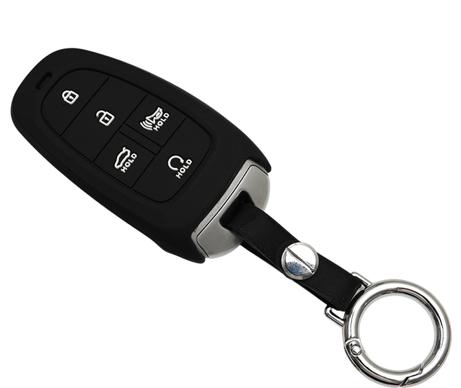 현대 넥쏘 더뉴 그랜저 소나타 DN8 호환 자동차 실리콘 스마트키 차키 케이스 키홀더, 5버튼_S40_SS1, 블랙