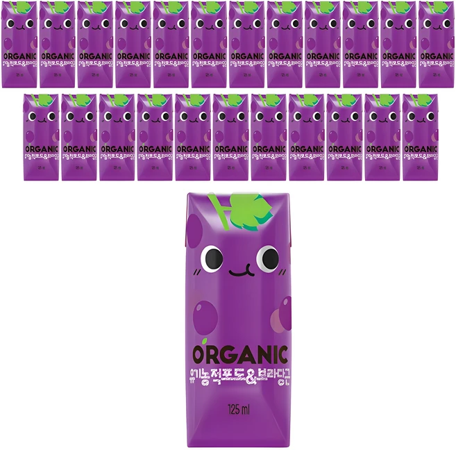 크니쁘니 오가닉 적포도&보라당근 주스, 125ml, 24개 - 쿠팡