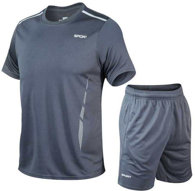 남자 트레이닝복 여름 세트 속건 런닝 루즈핏 캐주얼 피트니스 반팔티 헬스복