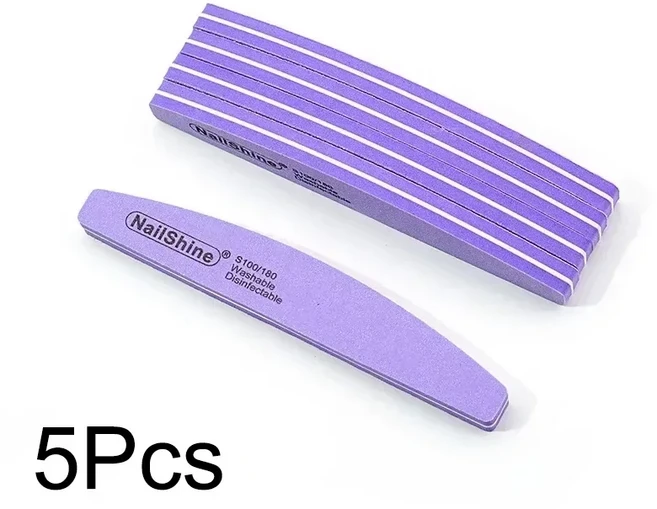 네일 스폰지 100/180 그릿 양면 사포 폼 에머리 보드 폴리셔 버퍼 문 디자인 매니큐어 도구 5 개, 02 5Pcs-Purple