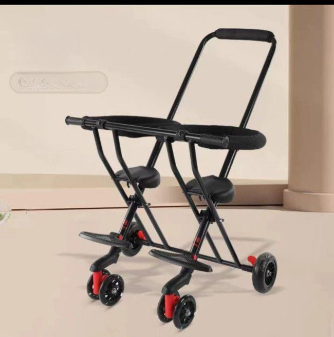 쌍둥이 트라이크 경량형 접이식 연년생 유모차 2인 바퀴 아기유모차 유아용 단일 두꺼운, C2 이중 바퀴 초경량 두꺼운 후륜