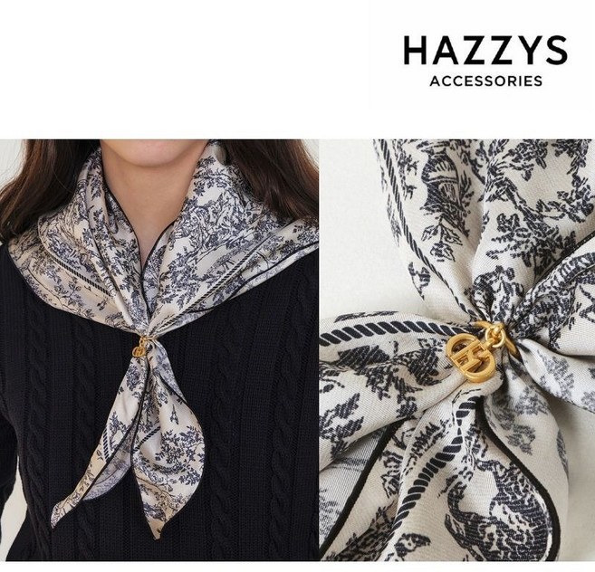 매장정품 HAZZYS 헤지스 [선물포장]Toile de Jouy 네이비 삼각링 러플 실크 스카프 [링포함] HISC5E331N2 HISC5E331N2_EP 1693448