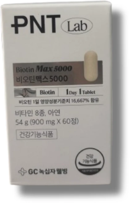 GC녹십자웰빙 PNT 비오틴 맥스 5000 54g, 1개, 60정 - 쿠팡