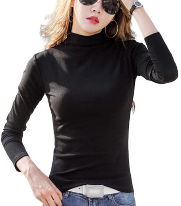 COOREENA NO-33 여성폴라티 여성티셔츠 여성 폴라티셔츠 여성폴라니트 여성폴라 목폴라티 폴라티셔츠여성목티 여성목폴라 반폴라티 여성스판티 슬림핏 면티 여성가을티 여성겨울티