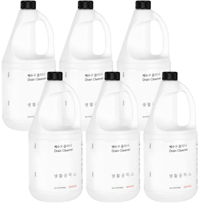 생활공작소 배수구 크리너 세정제, 1.85L, 6개