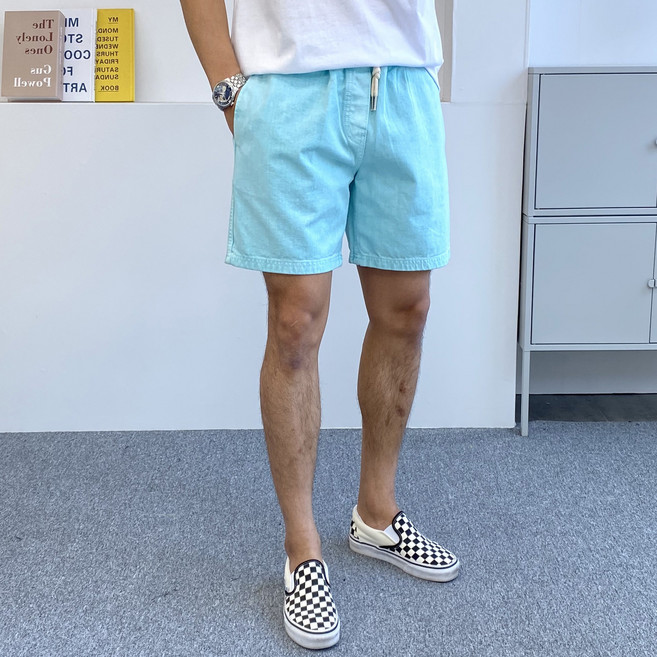 간빠레 형광 피그먼트 워싱 밴딩 반바지