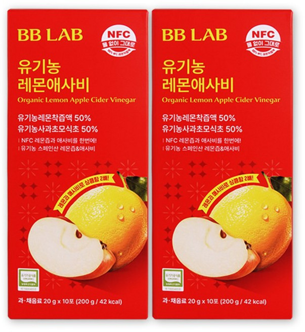 비비랩 유기농 레몬애사비 레몬즙 애플사이다비니거 이지컷 스틱, 20g
