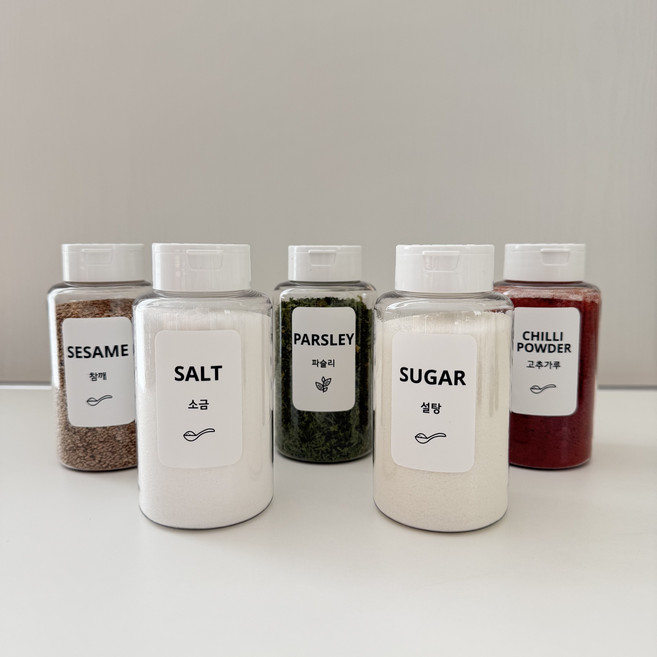 플레이트라벨 BPA FREE 국산 양념통 + 라벨8종, 5개, 240ml