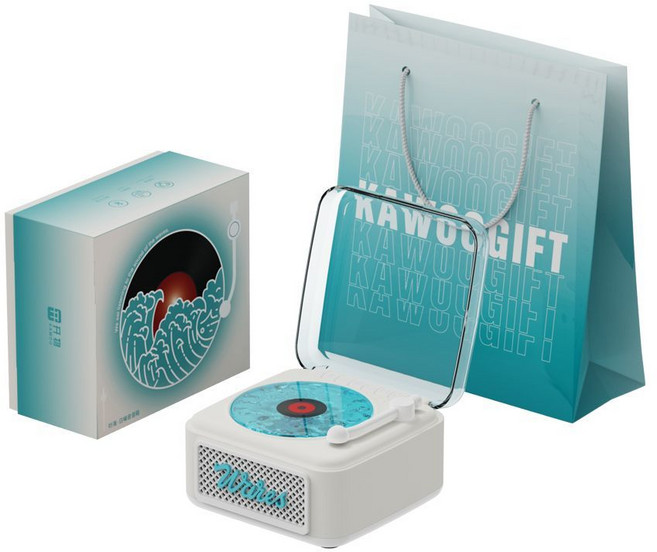 藍牙音響 水波紋 唱片造型 助眠白噪音 生日禮物 送閨蜜, 1個, 奶油白 自帶15首白噪音+3種投影燈+藍牙