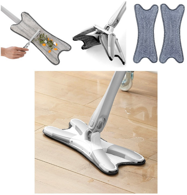 유니젯 핸즈프리 노터치 짤스비 트위스트 대걸레 초간편 탈수 극세사 물걸레 밀대 청소기 + 리필걸레 2p, 1개