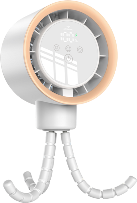 [시크벨] [어린이 KC] 유모차 선풍기 자동 회전 대용량 배터리 5000mAh 캠핑용 문어발 냉풍기, 모던화이트, 1개