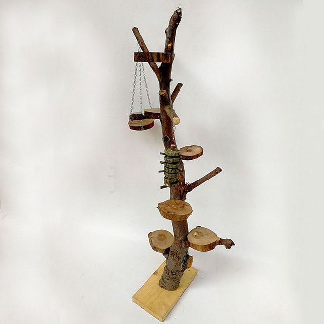 슈가 글라이더 키우기 사과 나무 그루터기 점프 플랫폼 꿀 가방 비행 다람쥐 분양 포치, 1m  35-40cm 그네와 풀 케이크 꼬치 포함, 1개