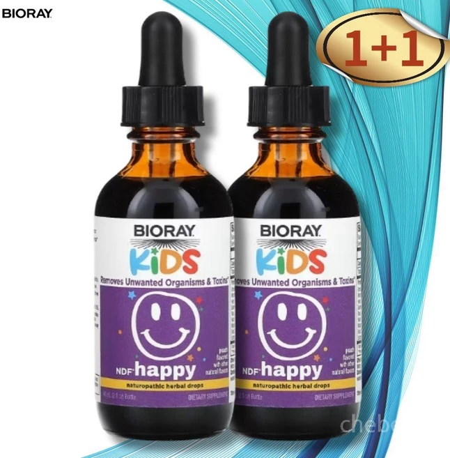 Bioray 바이오레이 키즈 어린이 NDF 해피 리무브 톡신 복숭아맛 60ml x2병 - 쿠팡