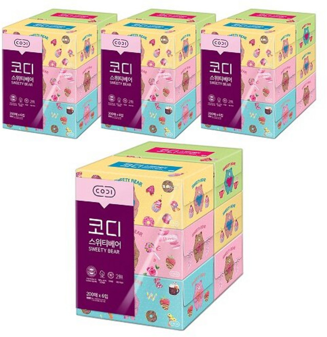 코디 스위티베어 200매*6입 4팩, 6개입, 4세트