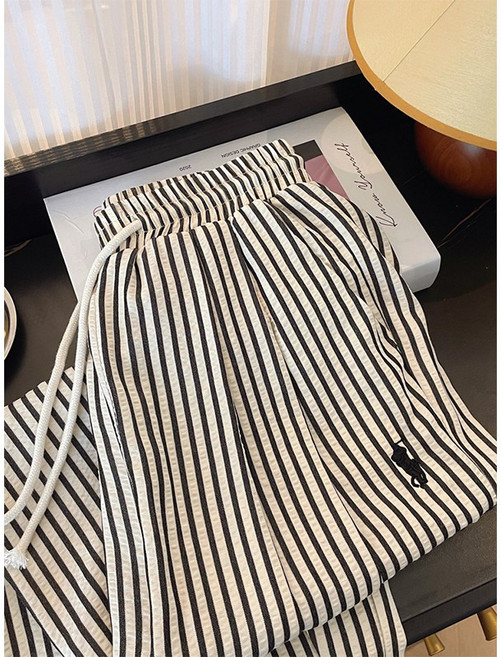 투니스 여성 스트라이프 자수 캐주얼 긴바지