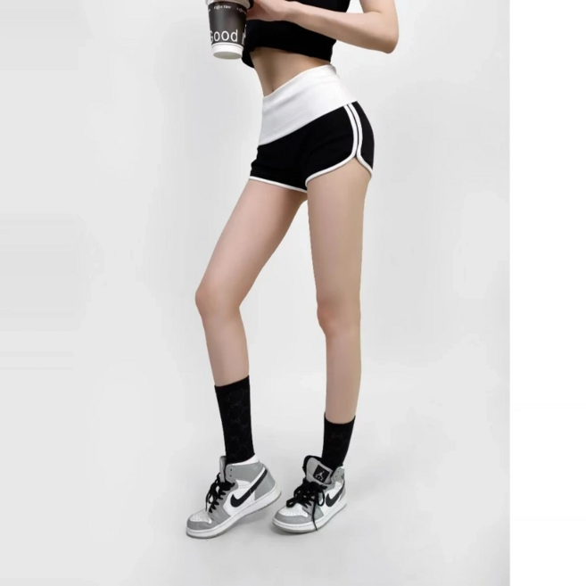 COSYEVNO 여성용 하이웨스트 러닝 스포츠 짧은 반바지 트리밍 라인 LFHyddk-8