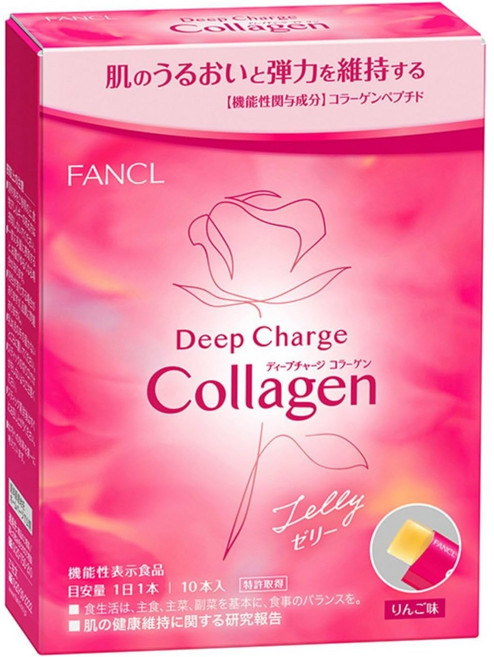 FANCL 팬클 딥 차지 콜라겐 스틱 젤리 10일분 (20g10개) [기능성 표시 식품] 개별 포장 (세라마이드/히알루론산) 사과 맛, 1개