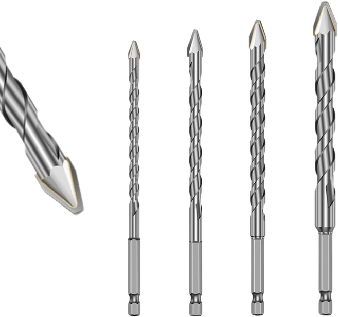 tinduo 다용도 편심 드릴 비트 4종 세트 6-8-10-12mm 콘크리트 타일 유리 나무 철 대리석 적용, 1개