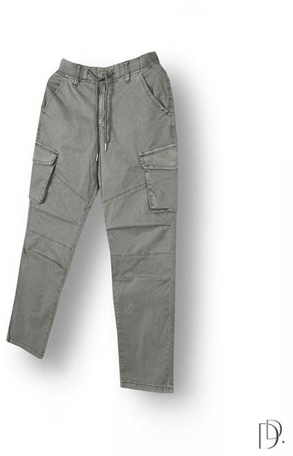 봄 가을 후염 워싱 남자 테이퍼드핏 밴딩 카고바지 빅사이즈