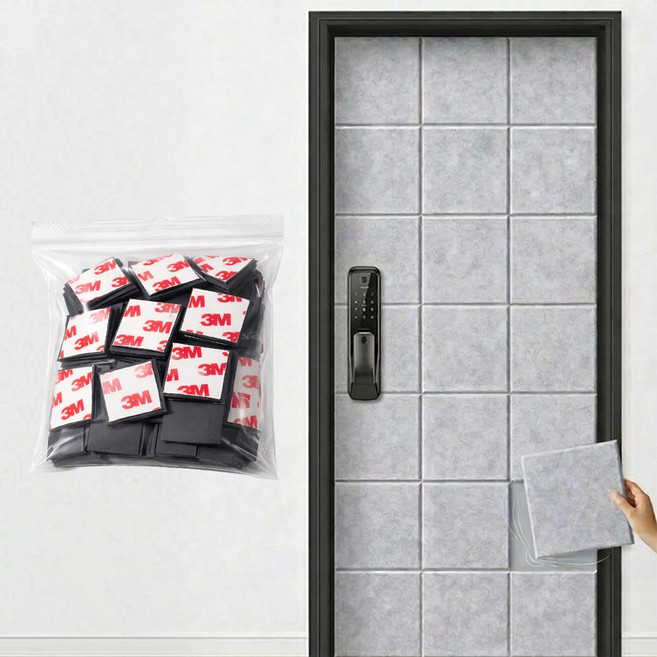 카로히포 자석 접착 겸용 쉽게 붙이는 현관문 흡음재, 12개, 그레이