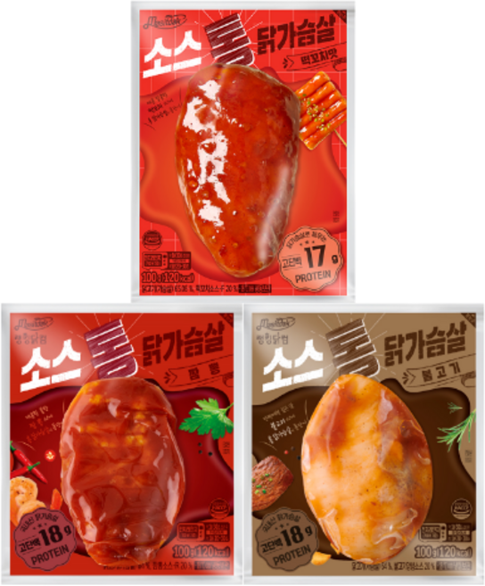 [랭킹닭컴] 맛있닭 소스 통 닭가슴살 3종 혼합, 50개, 100g