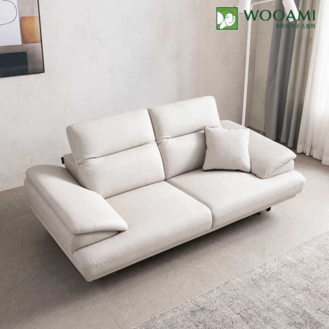 도모 로에나 무빙헤드 패브릭 3인용 소파 + 쿠션 1p 방문설치, 라이트그레이
