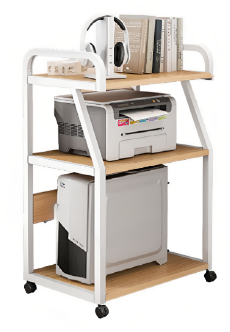 이동식 프린터 다이 튼튼한 받침대 컴퓨터 본체 거치대 두꺼운 선반, 우드 3단 v2