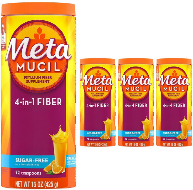Meta MUCIL 4合1無糖洋車前子膳食纖維粉 柳橙口味, 4個, 425克