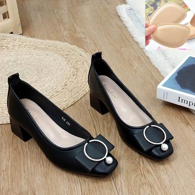 비비루 고급스러운 소가죽 여자 진주 리본구두 5cm 볼널은 웨딩슈즈