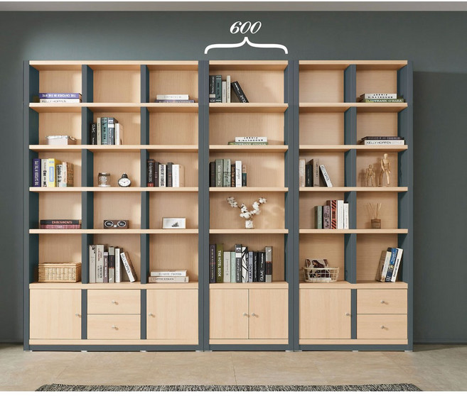 [유앤미가구] 높은 책장 서랍형/일반형 6단 책장 홈오피스 아이방 서재방, 메이플그레이