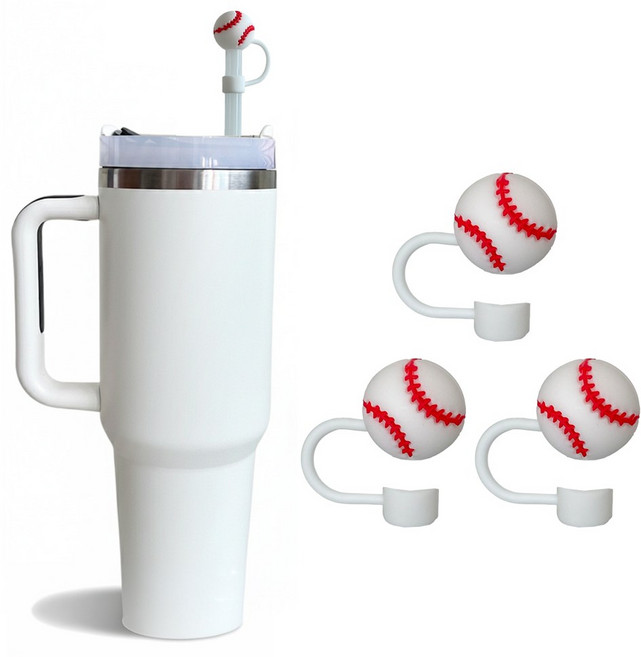 실리콘 텀블러 빨대 마개 10mm 세트, 1세트, 야구공세트