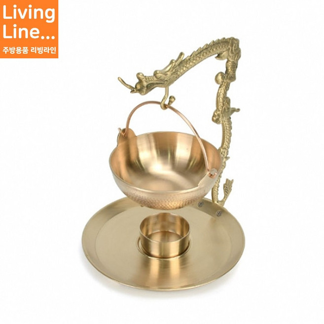 Kitchen 유기 용머리 샤브샤브 전골 냄비 방짜 놋그릇 고급 한정식 그릴 캠핑 오뎅탕 밀푀유나베, 상품선택, MMSa_유기용머리샤브SET