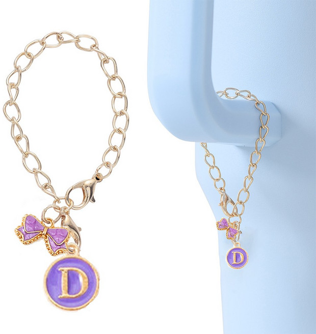 텀블러 장식 리본 체인, 1개, 퍼플 M