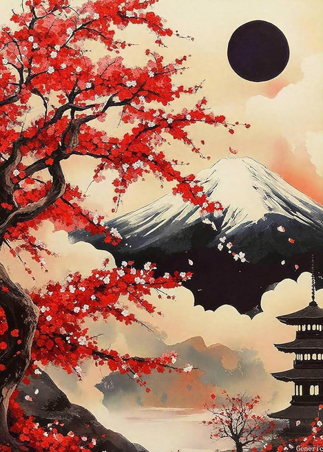 풍경 1000피스 직소 퍼즐 성인용 후지산 페인팅 직소 퍼즐 1000피스 퍼즐 일본 Chureito 탑 DIY 공예 매직 퍼즐 아트 침실 장식 벚꽃 선물 50x70cm