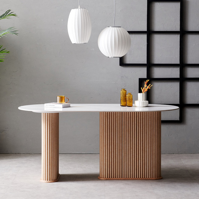 파로마 이즈 칼리아 1600 세라믹 타원형 템바 식탁 테이블, 브라운, 4인용