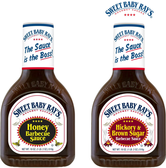 [1+1] 스윗 베이비 레이스 BBQ 허니 1개 + 히코리 앤 브라운슈가 바베큐 소스 510g 1개 Sweet Baby Ray's Barbecue Sauce, 1세트