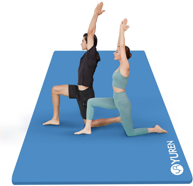 유렌 초대형 홈트매트 20mm 2인용 130x200cm 두꺼운 요가매트 NBR 운동매트, 블루, 1개