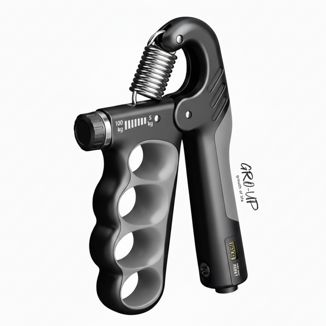 그로업 강도조절 카운트 악력기, 블랙(5-100kg), 1개