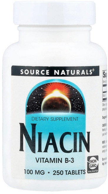 소스내츄럴스 니아신 비타민 B-3 100mg 타블렛, 1개, 250정
