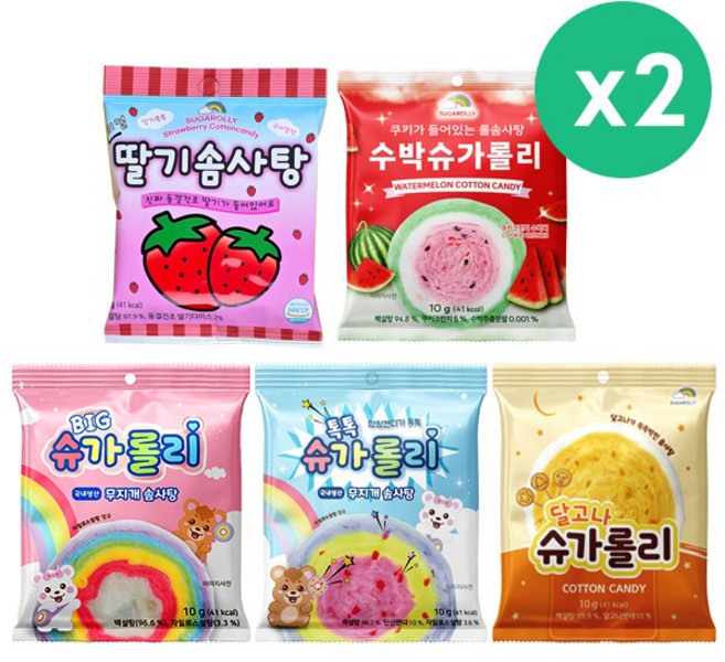 빅 톡톡 달고나 수박 딸기 슈가롤리 롤 솜사탕 선물세트 무지개 자일로스 롤솜사탕 100g, 1개