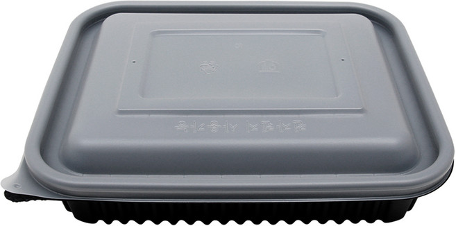 [그린몰]소형 사각 찜용기 소 23195 검정 200개 용기+뚜껑 세트 TY, 1개